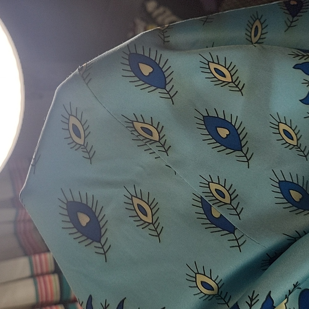 Voom by Joy Han Blue Peacock  Silk Tank Style Dress - Picture 13 of 15